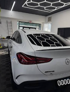 Rear exterior finish on a detailed Mercedes